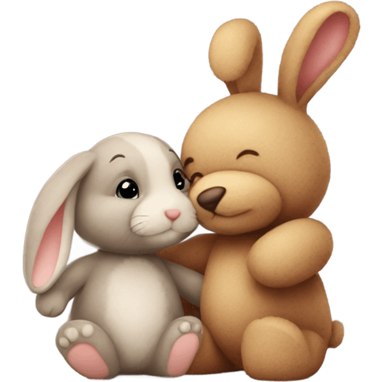 bunny and teddy bear kissing emoji