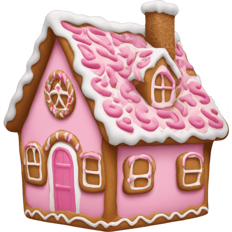 A pink gingerbread house emoji