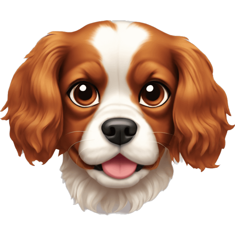 Cavalier King Charles spaniel playing with toy emoji