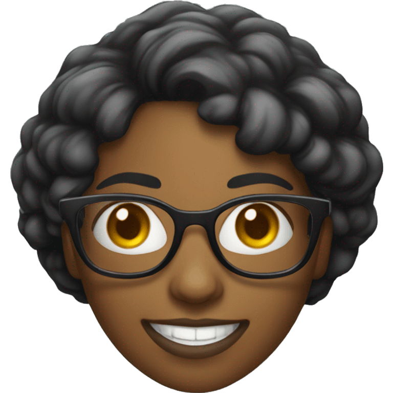 A black woman nerd with glasses and smile elusive emoji