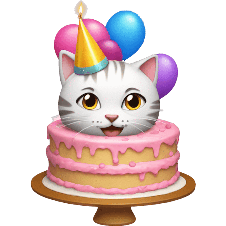 Birthday Cake with kitty emoji