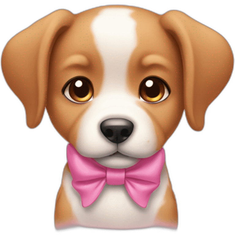 puppy wearing pink bow emoji