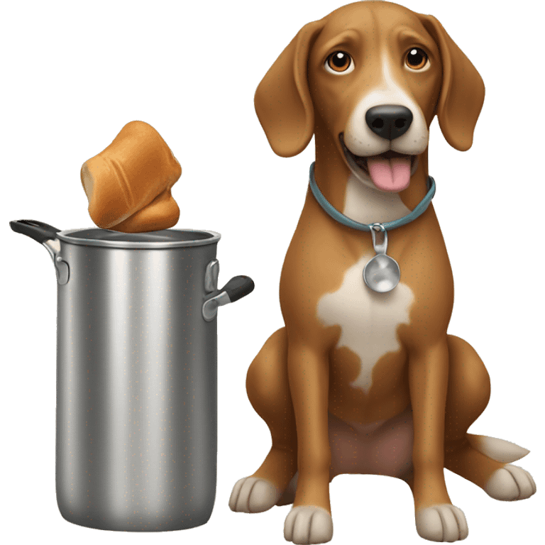 Dog cooking with horse emoji