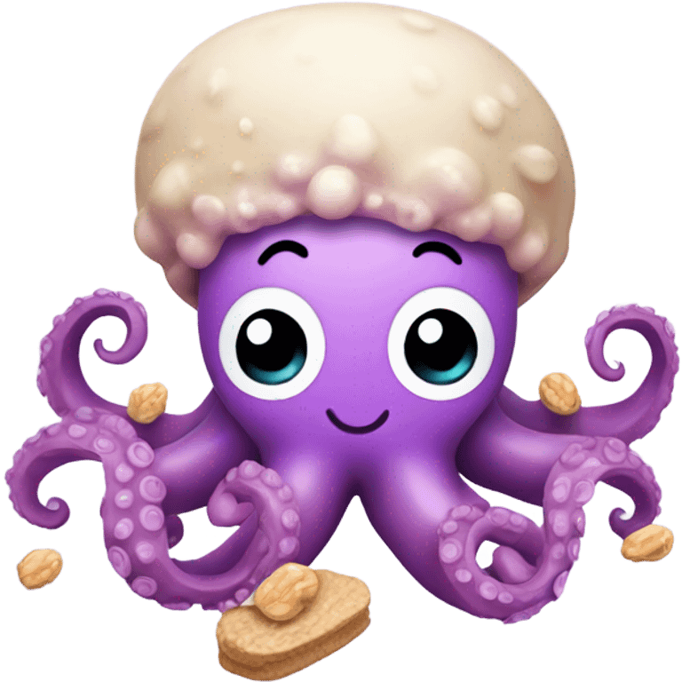 Kawaii octopus with peanut emoji