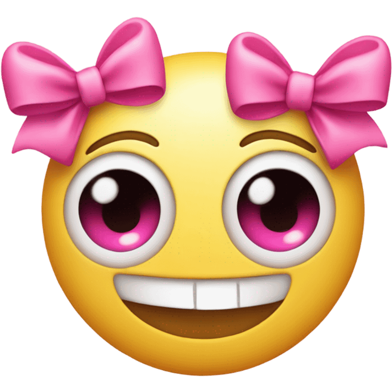 Pink bow smiley heart eyes  emoji