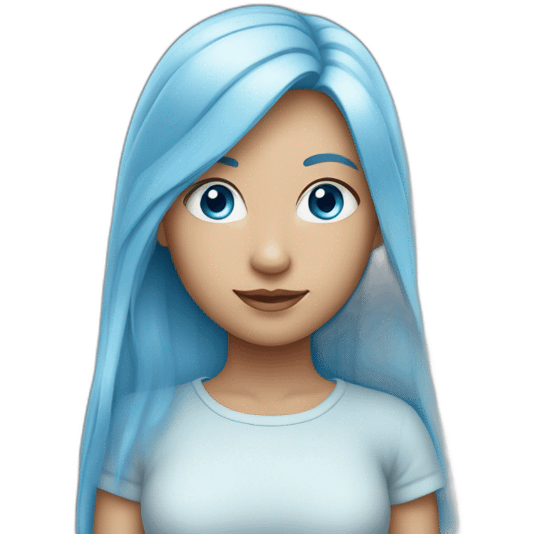 A girl with long light blue hair and blue eyes. emoji