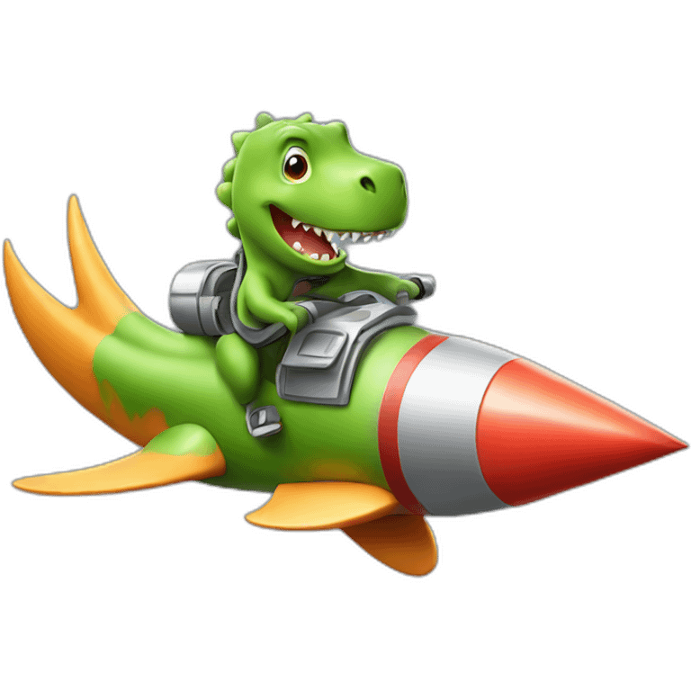 dinosaur riding a rocket emoji