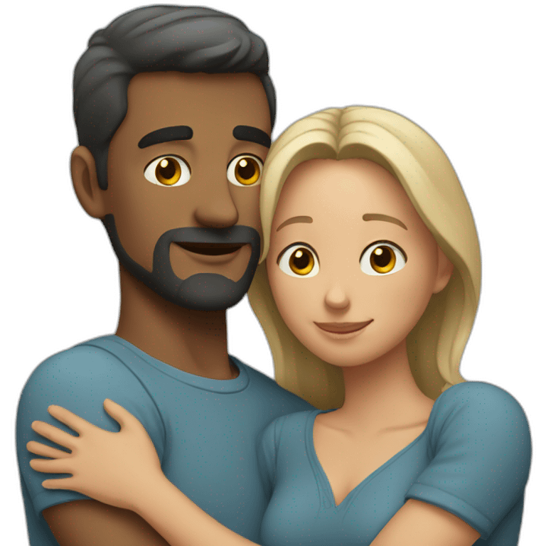 Man hugging woman from behind emoji