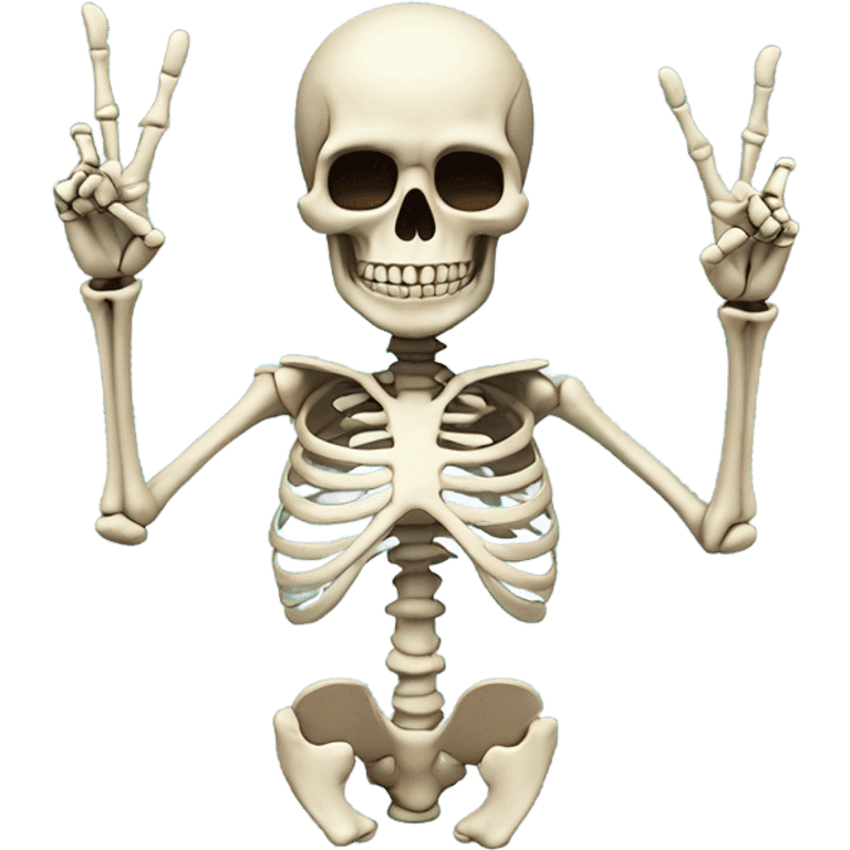 Skeleton doing the peace sign emoji