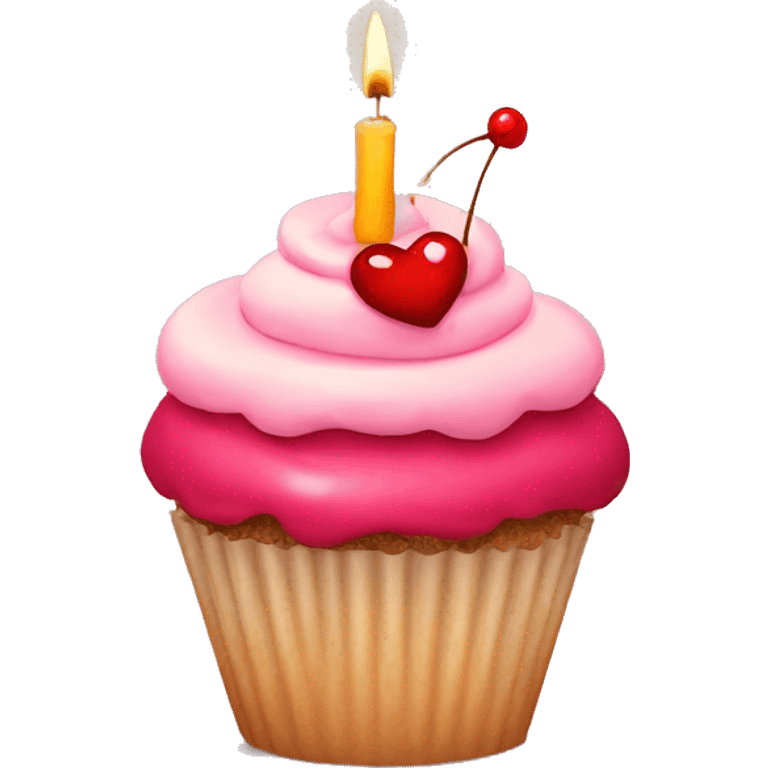 Cupcake, heart cherry, birthday candle emoji