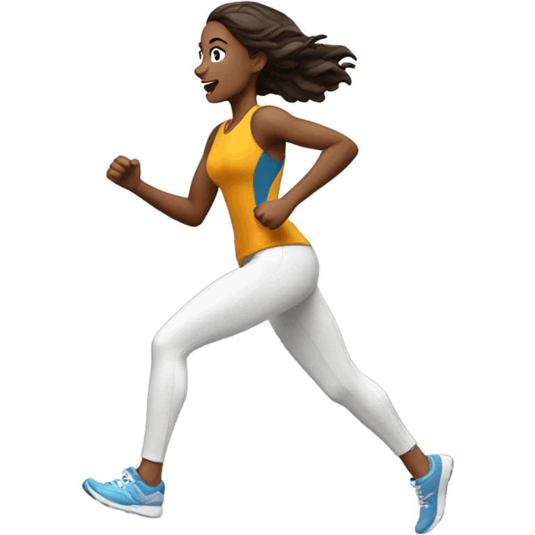 white brunette woman running emoji