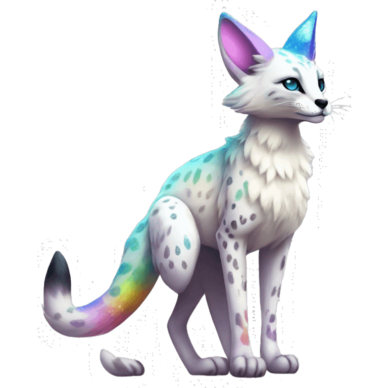 Cute Kawaii Epic Ethereal Sparkly Colorful Sergal-Serval-Vernid full body emoji