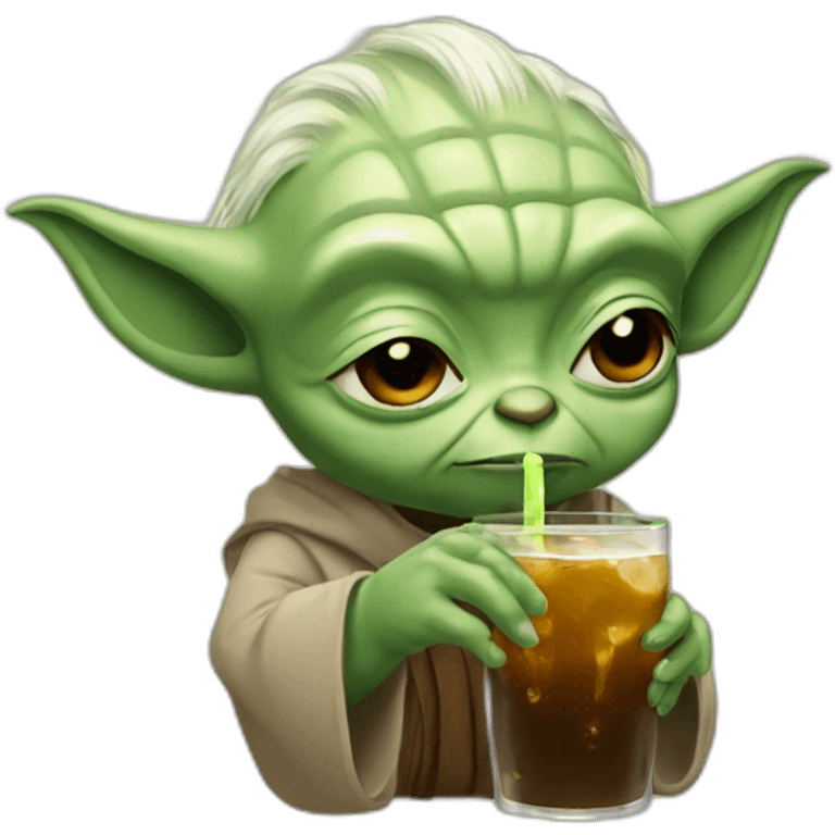 Yoda drinks a bear emoji