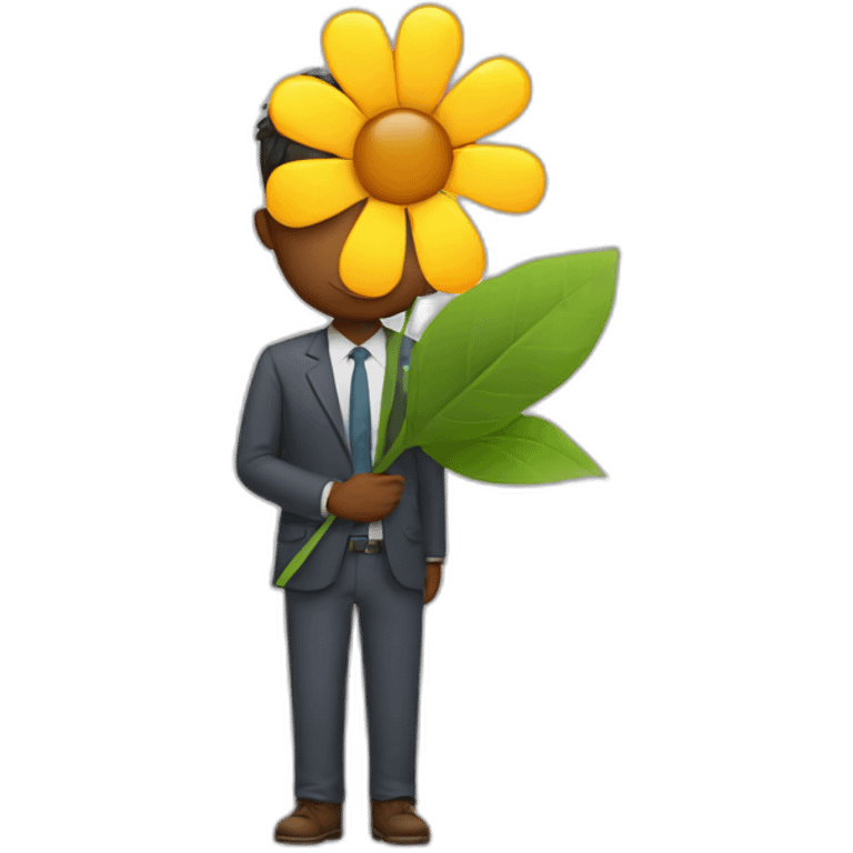 A man with a flower emoji