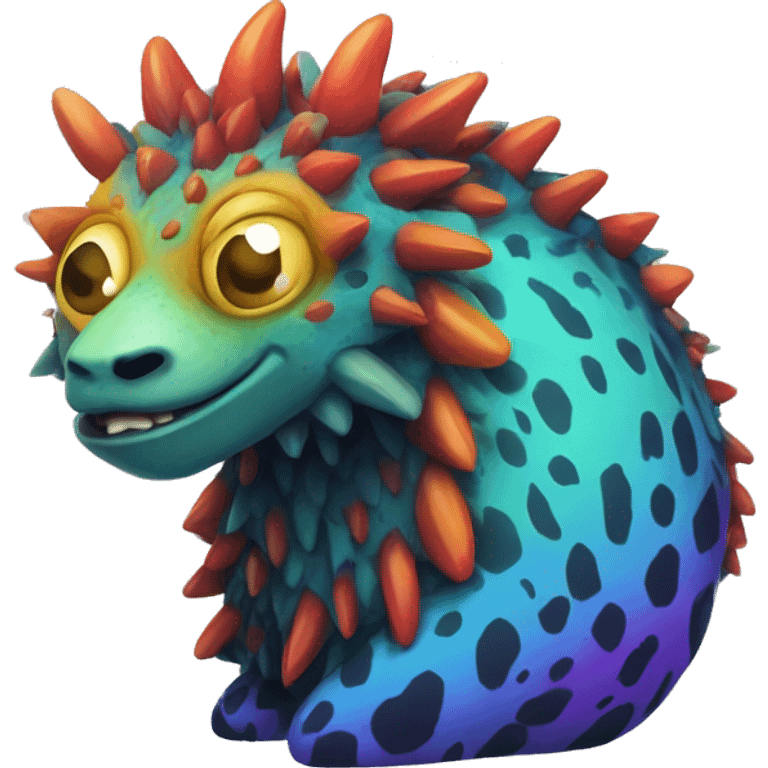 a colorful edgy vernid-fionbri-animal-creature with splash patterns full body emoji