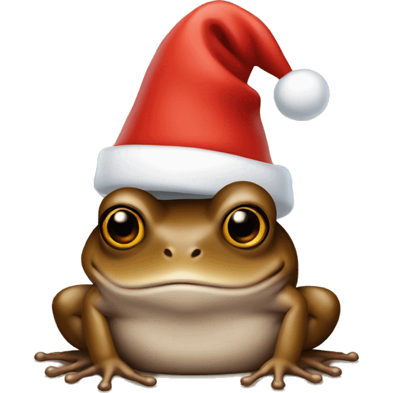 Little brown frog wearing Santa’s hat emoji