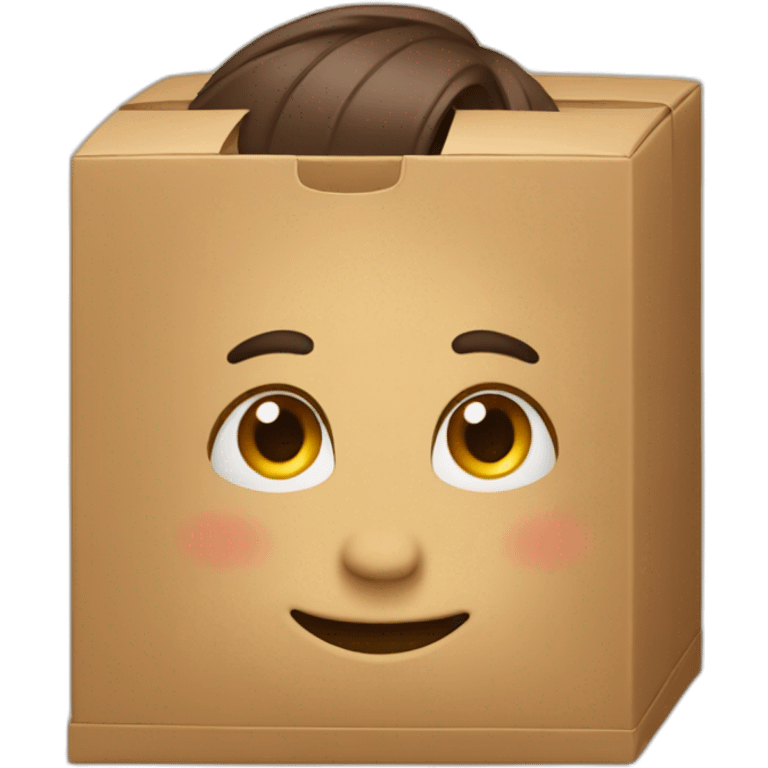 Wearing a box while looking down with a smile emoji