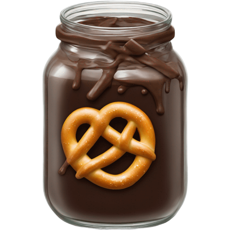 pretzel in a jar with melted chocolate emoji