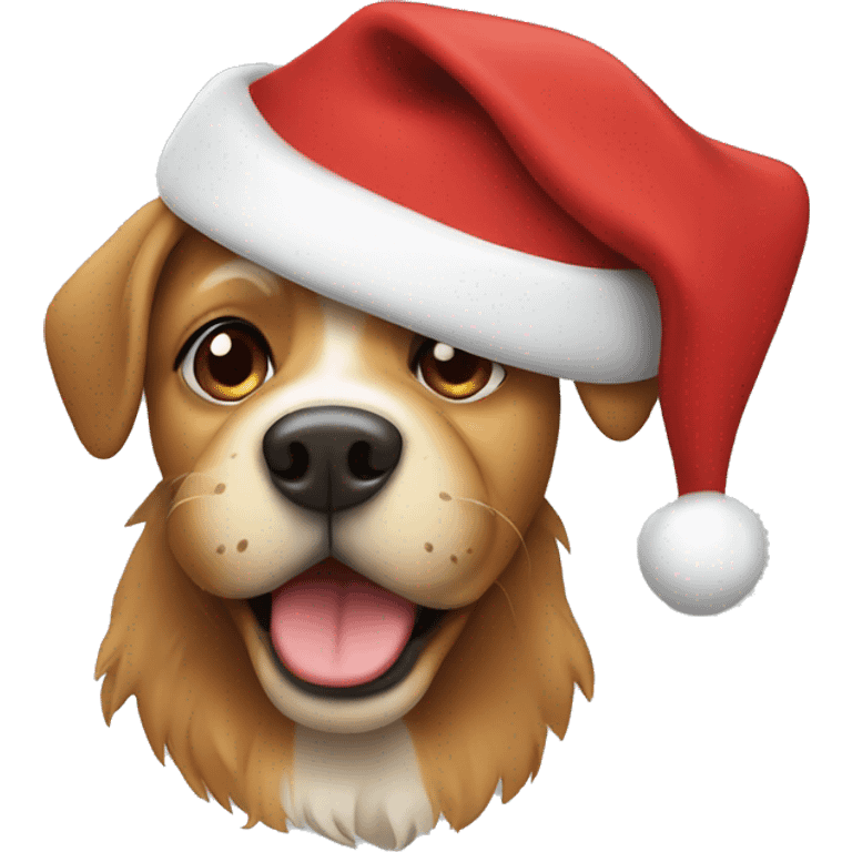 Dog wearing Christmas hat emoji