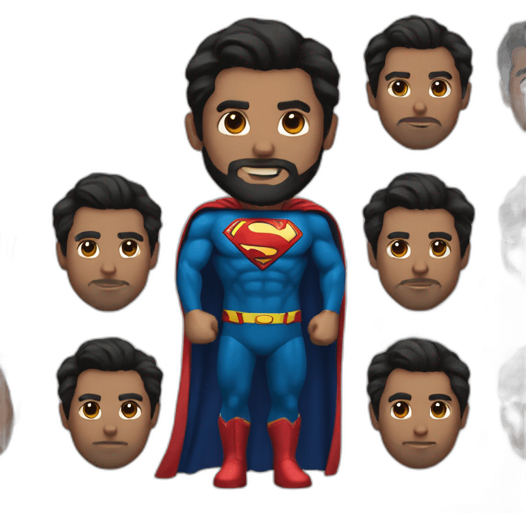 Superman black hair and beard with cape emoji