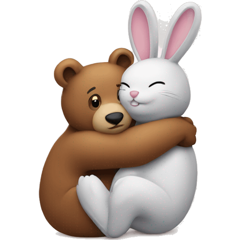 bear hugging a bunny emoji