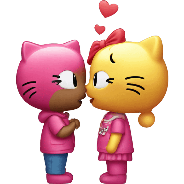 2 hello kitty kissing emoji