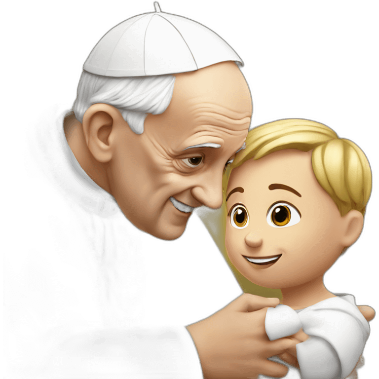 The pope with clever expression with a child emoji