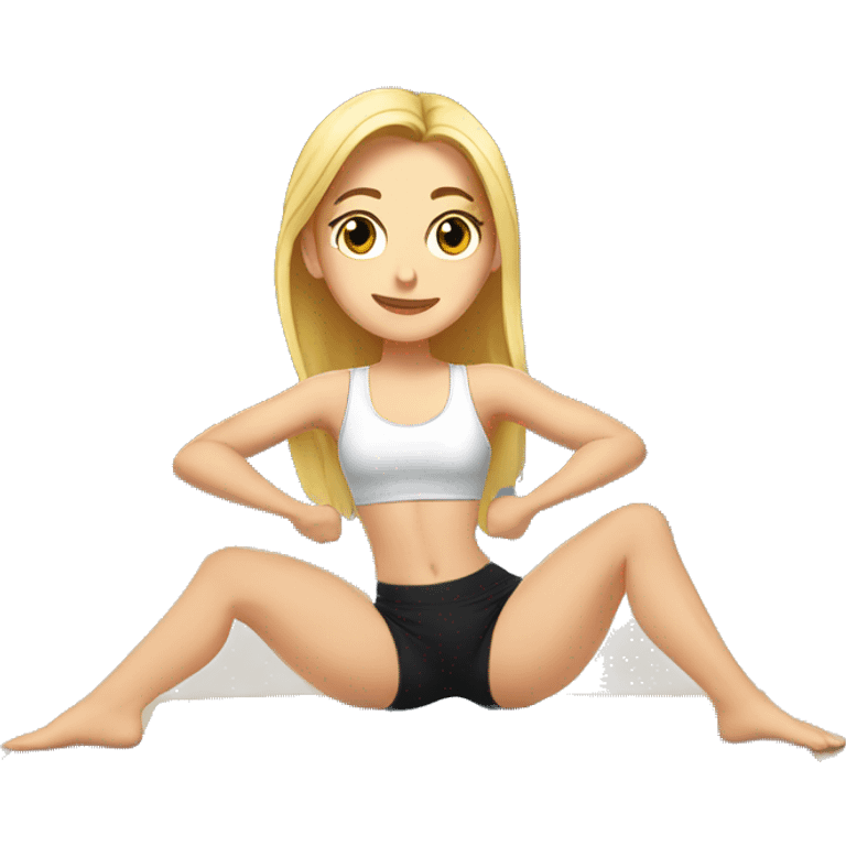 White girl stretching in gym emoji