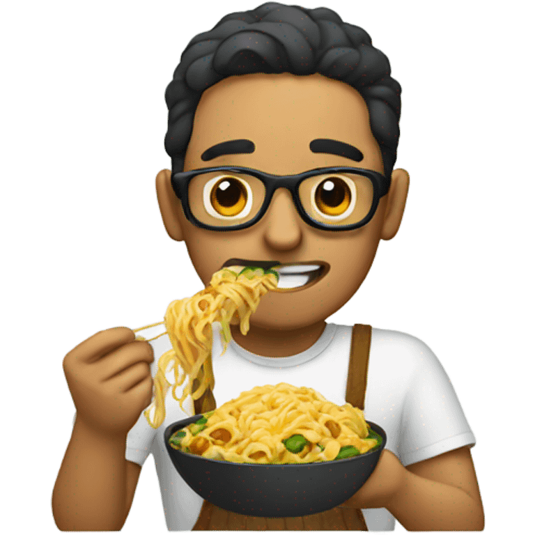 Mexican with glasses eating pasta emoji