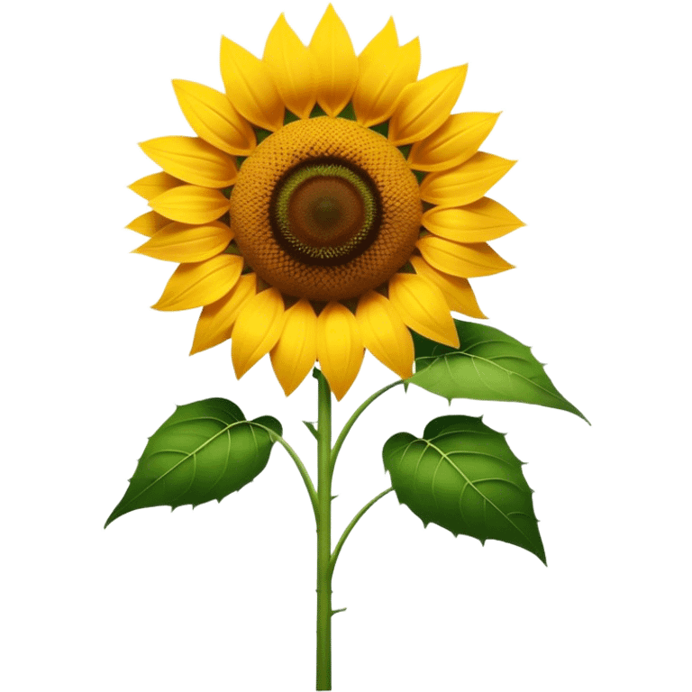 Cinematic Realistic Sunflower Emoji, Tall and bright, with a large, golden-yellow blossom facing the sun, its broad, textured petals surrounding a dark center. The sturdy green stalks and leaves frame the vibrant flower, while a gentle breeze causes the petals to sway. Soft glowing outline, capturing the essence of sunshine and warmth in a cheerful, towering sunflower! emoji