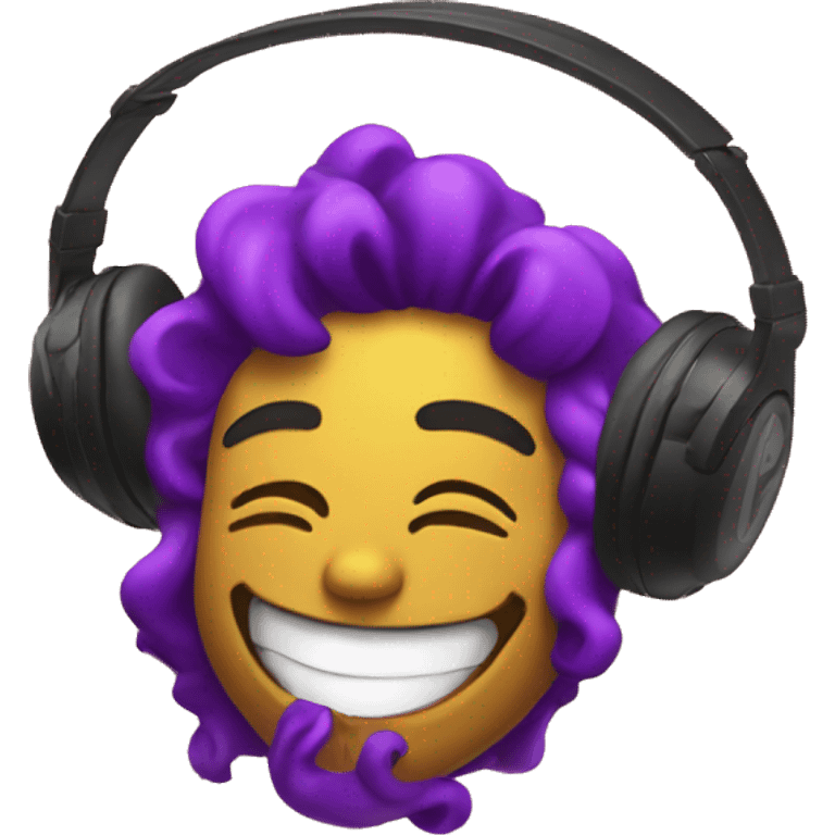 Emoji happy and vibing to music emoji