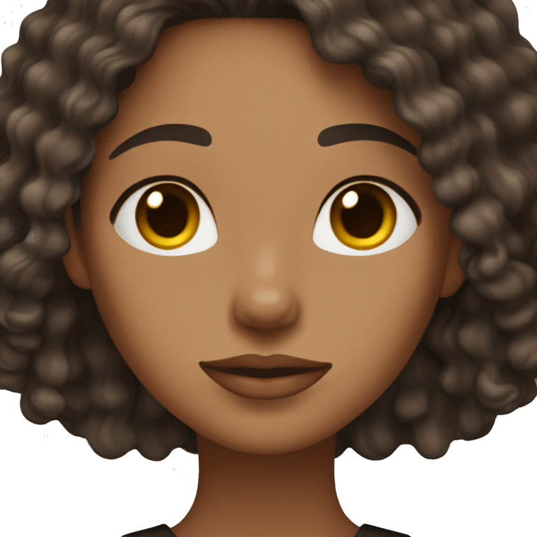 woman light brown skin long dark curly hair with black cat emoji