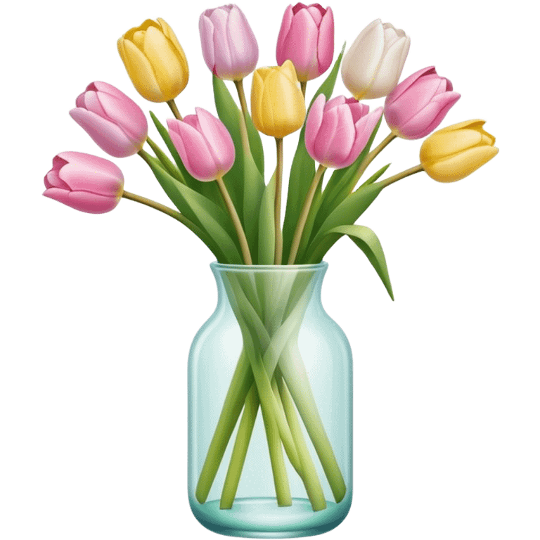 pastel tulips in glass vase emoji