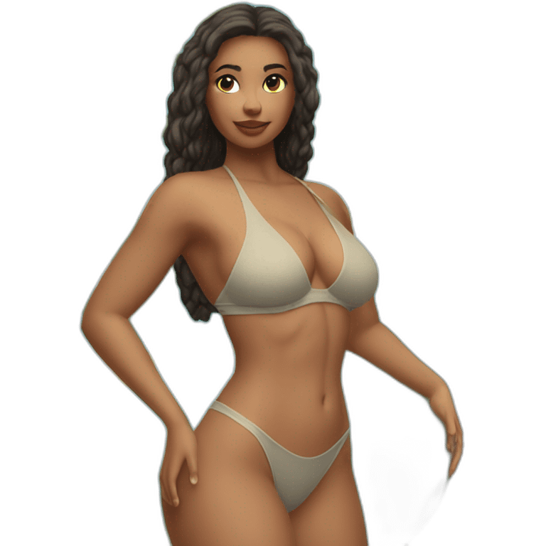 Slim-thicc Caucasian woman small bikini pose (beach body) emoji