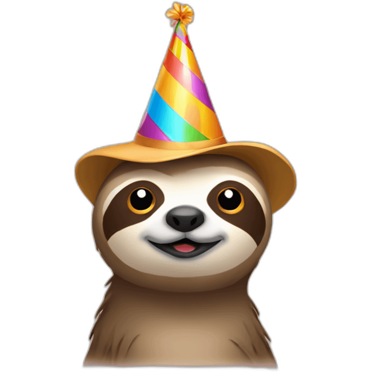 Sloth with a birthday hat emoji