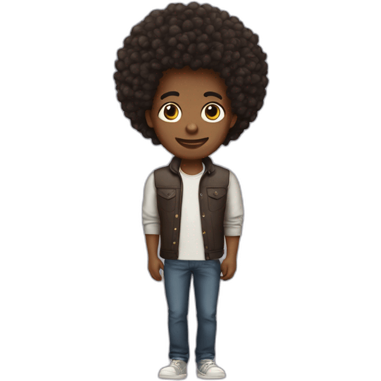 Teddy young black man with afro twisted hair emoji