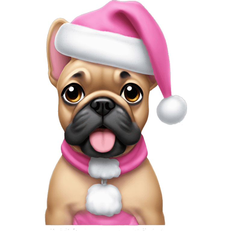 pink santa with frenchie emoji