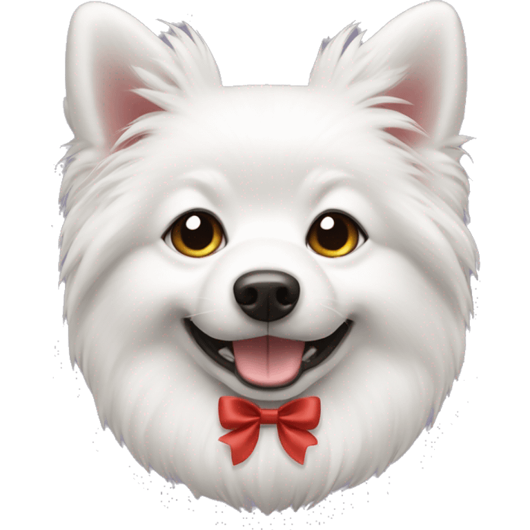 Japanese spitz dog with a bow emoji