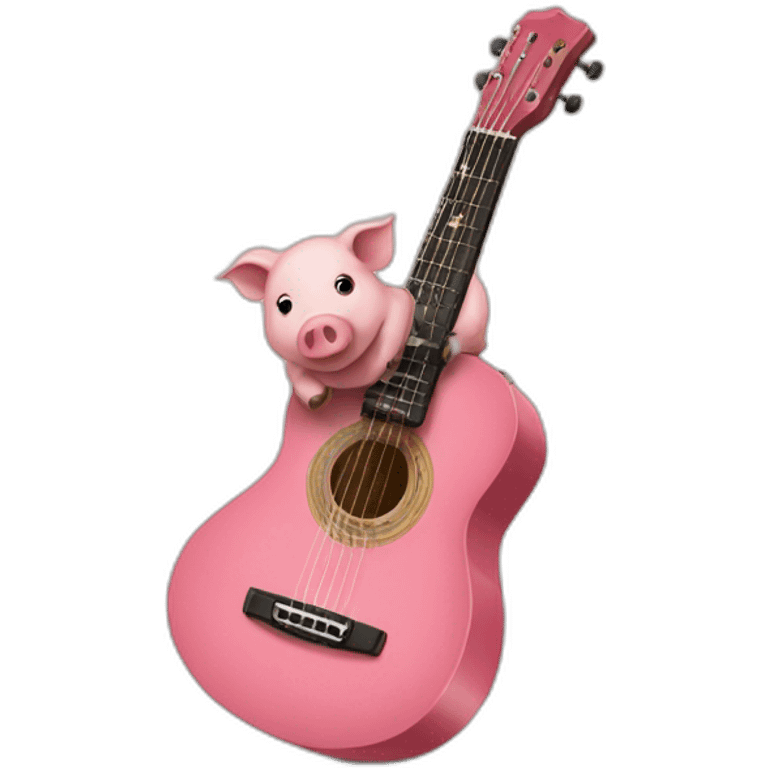 cochon rose joue de la guitare emoji