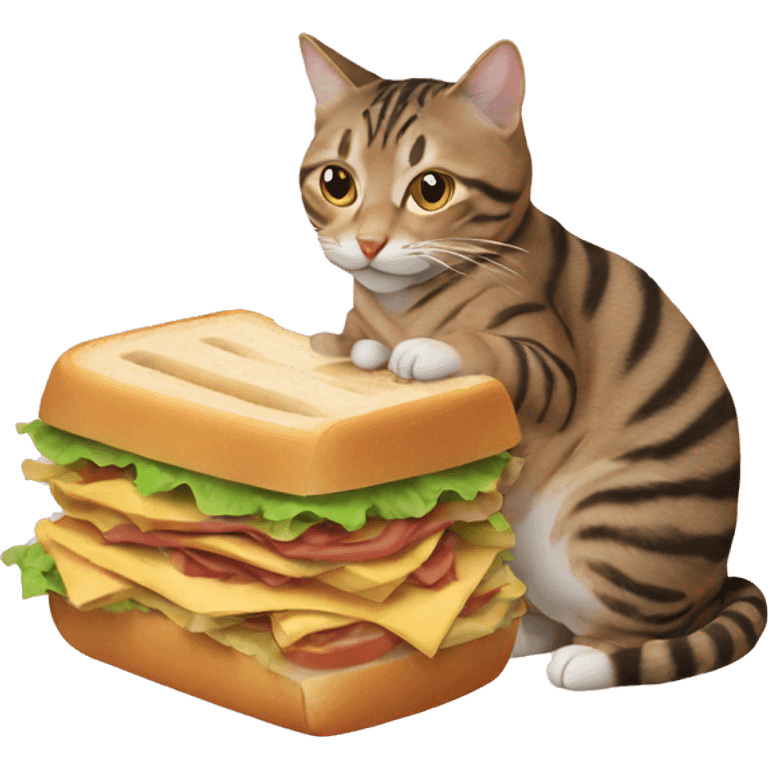 tabby cat eating sandwich  emoji