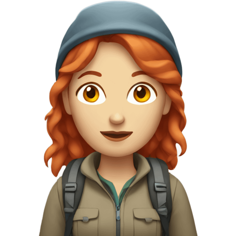 woman hiker with red hair full body emoji