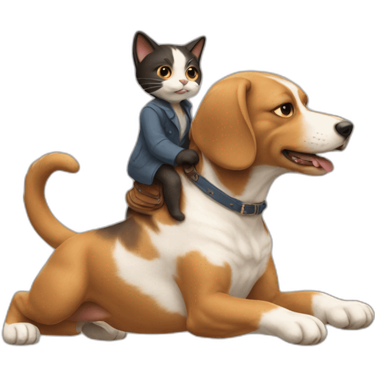 Cat riding dog emoji