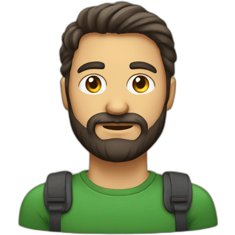 homem so com barba no queixo, mexendo no computador emoji