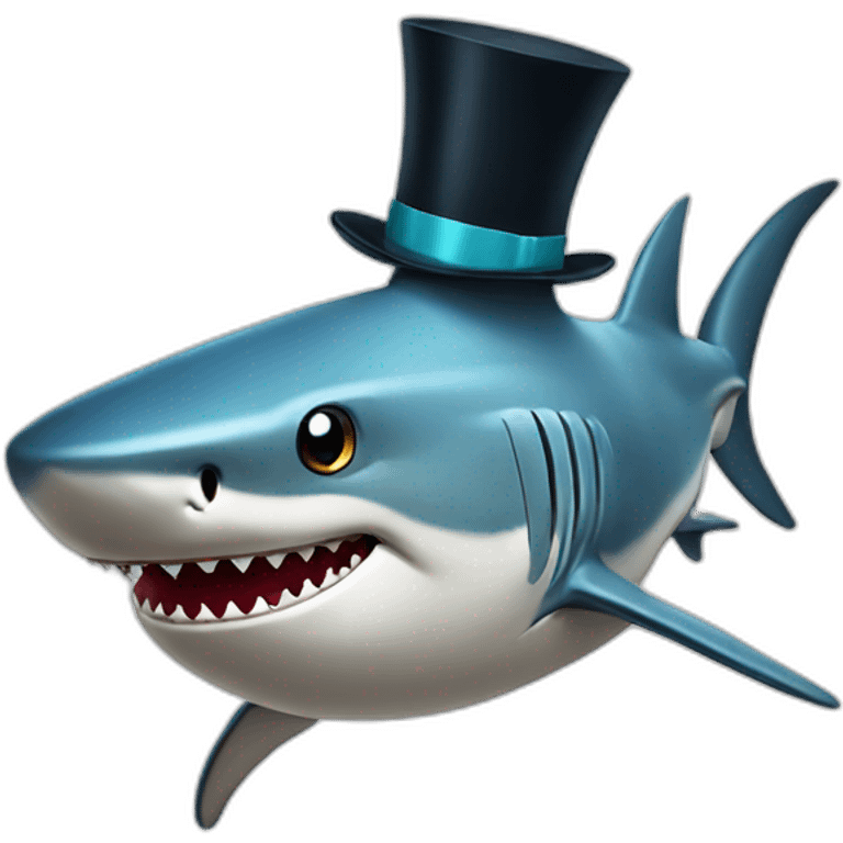 Shark with a top hat emoji