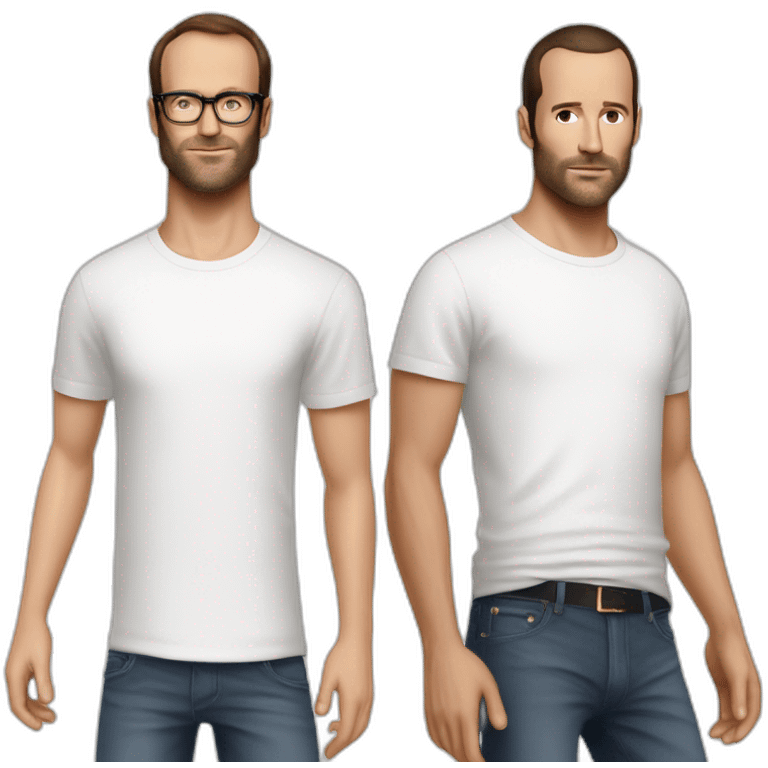 johny ive and tom ford with white t shirt emoji