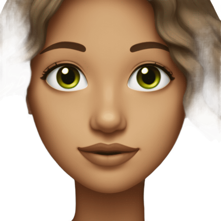 Beautiful girl,brown hair,wavy hair，long hair,green eyes,latina emoji