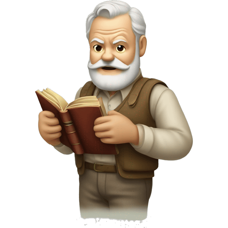 Ernest Hemingway holds a book in his hands emoji