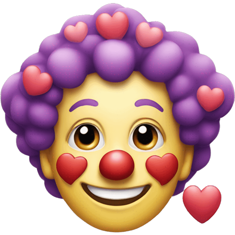 Smiling clown with hearts  emoji