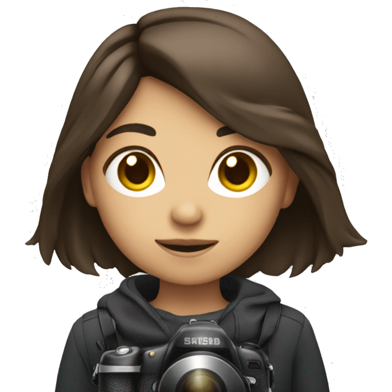 Brunette girl with a camera emoji