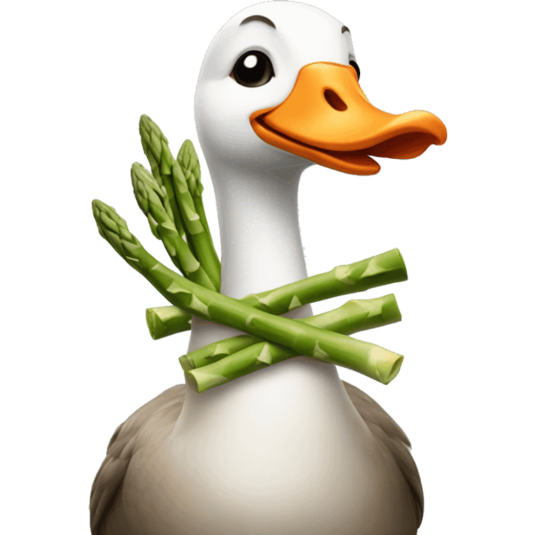 goose with an asparagus as head emoji